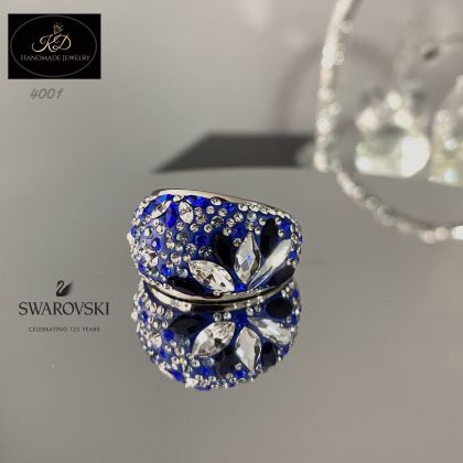 Пръстен от бижутерска стомана с кристали Swarovski - 4001