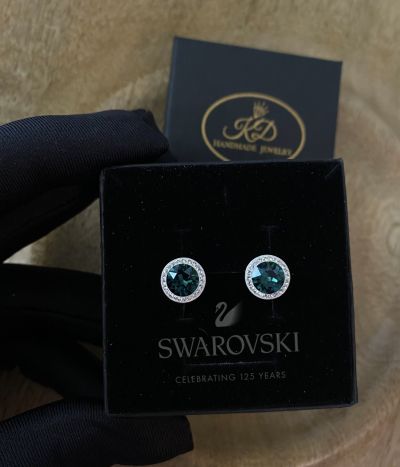 Сребърни обеци с кристал Сваровски -1009